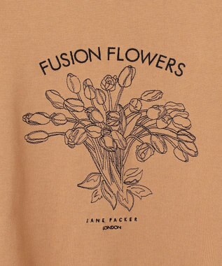 23区 S 【洗える】JANE PACKERコラボ フラワー刺繍 Tシャツ キャメル系