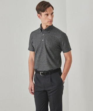 GOTAIRIKU 麻混・襟しっかり【洗える/通気性】ノルマンディーリネン ボタンダウンポロシャツ(25年モデル) グレー系