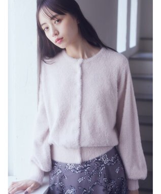 earth music&ecology ミニシャギーパールボタンカーディガン Light Pink