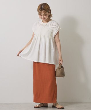 AMERICAN HOLIC シャーリング半袖フレアプルオーバー Off White