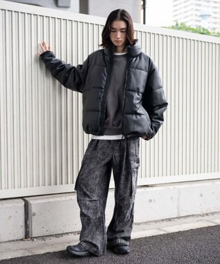 WEGO 【ユニセックス着用ITEM】PUパファーブルゾン ブラック