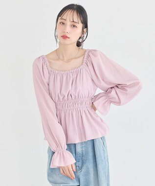 earth music&ecology バルーンヘムブラウス Pink