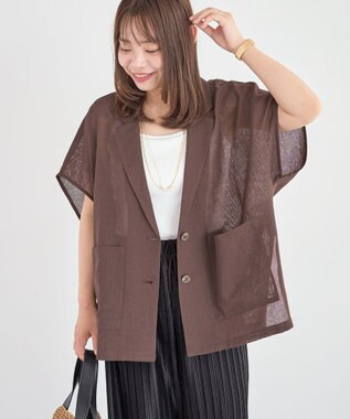Green Parks メッシュポンチョジャケット Brown