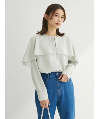 Green Parks ケープ風ブラウス Light Green