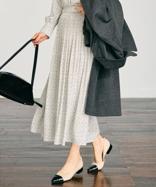 自由区 【カタログ掲載・セットアップ対応】ライトサテンプリーツ スカートⅡ ベージュ×ブラック