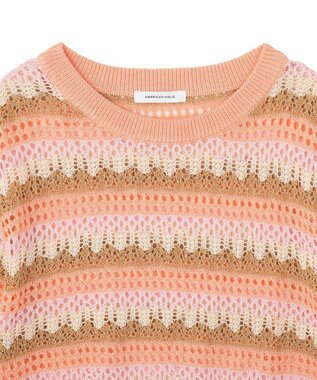 AMERICAN HOLIC マルチボーダー配色ニット Beige