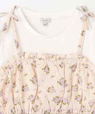 ANY KIDS キャミソール ドッキング Ｔシャツ ホワイト×ギンガムチェック