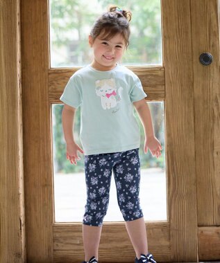 ANY KIDS ミラクルスパンコールTシャツ ミント（ねこ×ハチワレ）