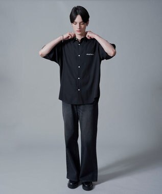 WEGO 【速乾/しわになりにくい/MLサイズ展開】アムンゼンワンポイントBIGシャツ（SS） ブラック