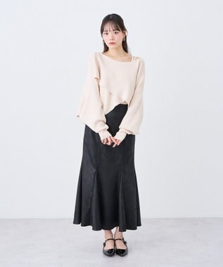 earth music&ecology フェイクレザーマーメイドスカート Black