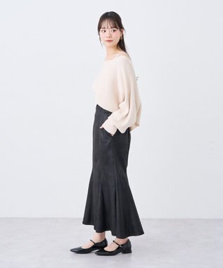 earth music&ecology フェイクレザーマーメイドスカート Black