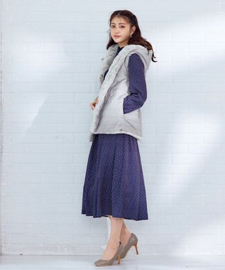 Tiaclasse 【2WAY】着回し自由のリバーシブルキルトフェイクファーベスト グレー