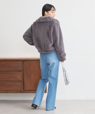 earth music&ecology ファーショートコート チャコールグレー