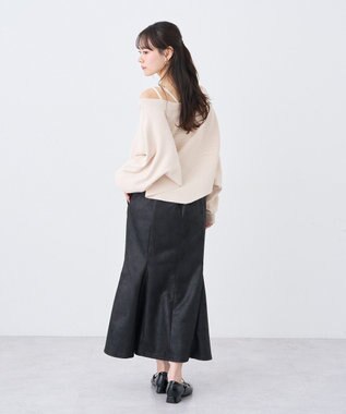 earth music&ecology フェイクレザーマーメイドスカート Black