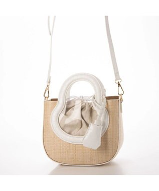 UNBILLION cachecache ポリプロピレンヒート×ビニール丸型2wayトートバッグ ホワイト