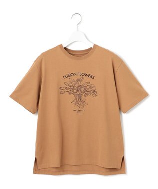 23区 S 【洗える】JANE PACKERコラボ フラワー刺繍 Tシャツ キャメル系