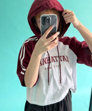 WEGO フーデッドラグランT ワイン