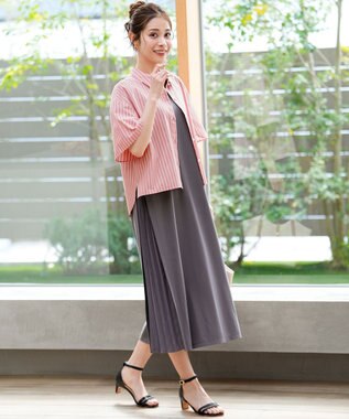 ANY SIS L プリーツ加工 ワンピース スレート