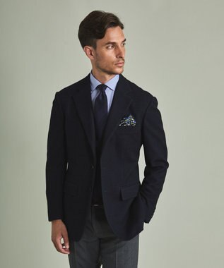 GOTAIRIKU 【カーディガンジャケット】ブリスターバーズアイ ニットジャケット ネイビー系