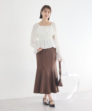 earth music&ecology フェイクレザーマーメイドスカート Brown