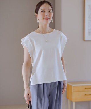 組曲 S ハシゴレースフレンチスリーブ カットソー ホワイト系