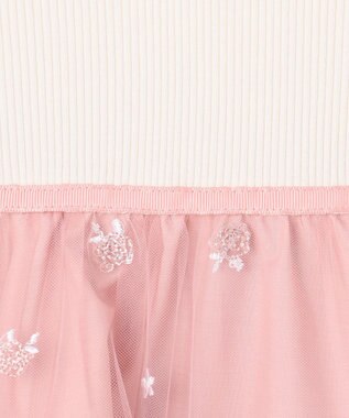 ANY KIDS バレエ刺繍チュールワンピース ホワイト×ピンク