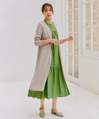 Tiaclasse 【洗える】ピンタックロングワンピース グリーン