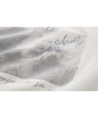 ANY SIS L 【貴島明日香さんコラボ】チュールレイニャード猫 Tシャツ アイボリー×フォト