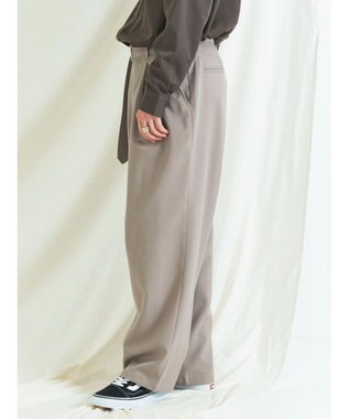 CRAFT STANDARD BOUTIQUE ポリエステルツイルベルテッドパンツ Gray Beige