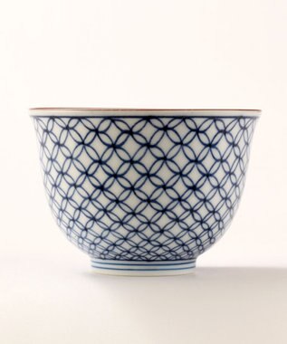 たち吉 【たち吉】染付七宝文 お茶呑茶碗（桐箱入）〈5個〉 波佐見焼 ホワイト×ブルー