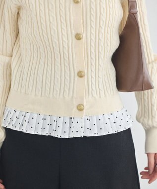 earth music&ecology 【予約】プリーツレイヤーケーブルニットカーディガン Ivory