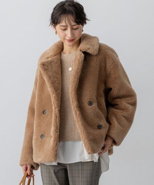23区 L 【CanCam11月号掲載】ECOPELテディボア ダブルフロント アウター キャメル系