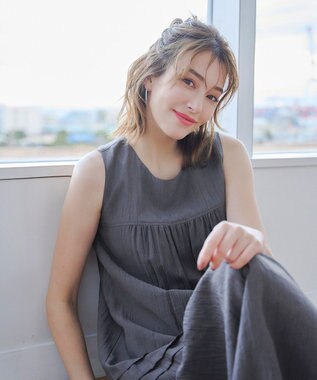 Tiaclasse 【洗える】ピンタックロングワンピース チャコールグレー