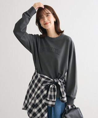 Green Parks ピグメントロゴ刺繍裏毛プルオーバー Charcoal Gray