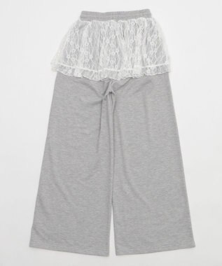 WEGO 【ウエストゴム】レースレイヤードスウェットパンツ 杢グレー