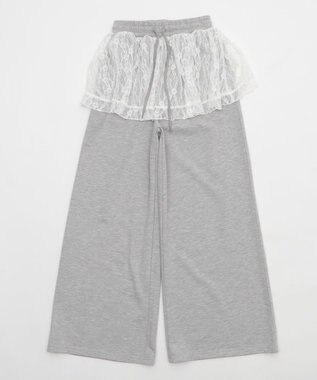 WEGO 【ウエストゴム】レースレイヤードスウェットパンツ 杢グレー