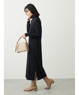 Green Parks リブカットＩラインワンピース Black