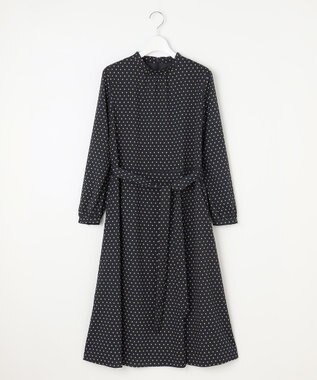 J.PRESS LADIES L 【洗える】ジオメトリックプリント ワンピース ネイビープリント系