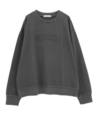 Green Parks ピグメントロゴ刺繍裏毛プルオーバー Charcoal Gray