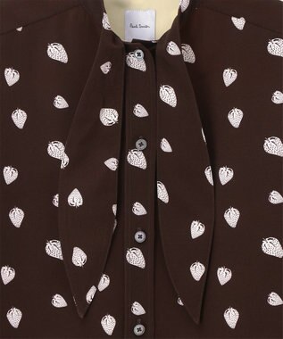 Paul Smith Graphic Strawberry ボウタイ ブラウス ブラウン