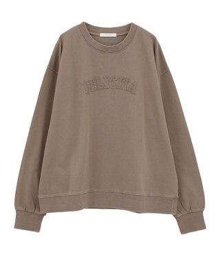 Green Parks ピグメントロゴ刺繍裏毛プルオーバー Brown