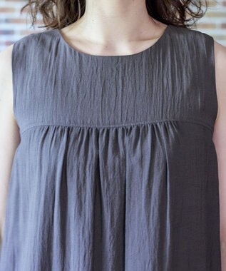 Tiaclasse 【洗える】ピンタックロングワンピース チャコールグレー