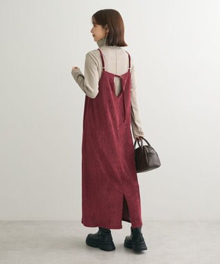 Green Parks ベロアプリーツキャミワンピース Red