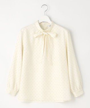 J.PRESS LADIES 【洗える・吸水速乾】 ライトアムンゼンドットPT リボン ブラウス ホワイト系5