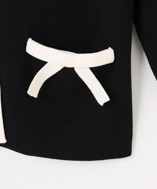 Feroux バイカラーリボンニット カーディガン ブラック系