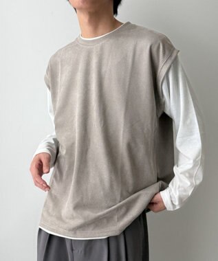 WEGO フェイクスウェードベストT（LS） ライトグレー
