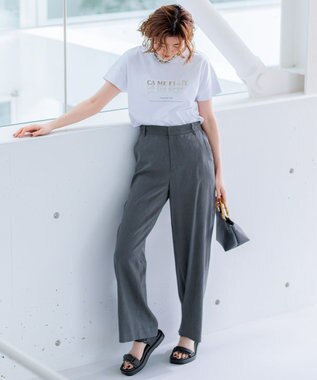 23区 L 【UVカット/洗える】CA ME PLAIT ロゴTシャツ オフ×シルバー