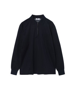 DAKS チェックプラケット ジップアップポロ ネイビー