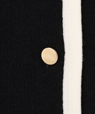 Feroux バイカラーリボンニット カーディガン ブラック系