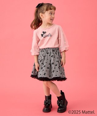 ANY KIDS 【Barbie(TM)】リボン 七分袖Tシャツ ピンク